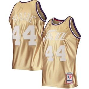 New Orleans Jazz Pete Maravich Gold Mitchell & Ness 75th Anniversary 1974 Mens M
